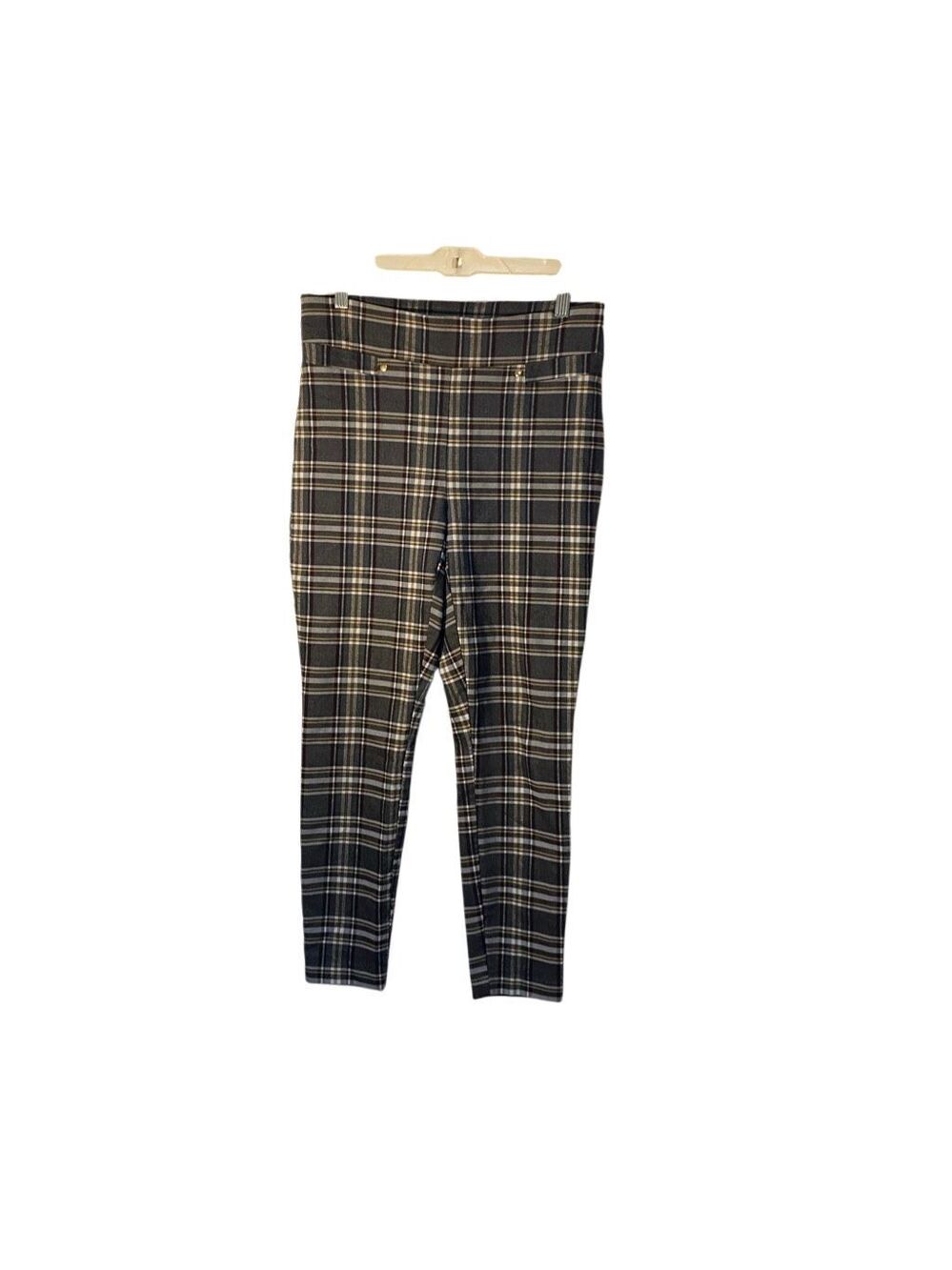 Carol Wren women’s dark academia, plaid skinny high waist pants, 10